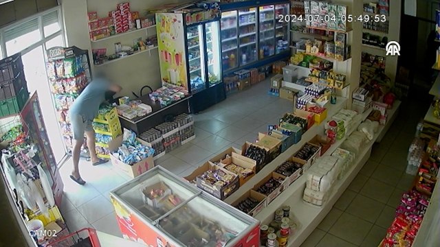Marketten hırsızlık güvenlik kamerasında