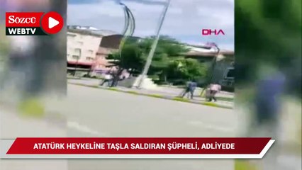 Download Video: Elazığ'da Atatürk heykeline taşla saldıran şüpheli, adliyede