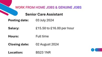 UK Visa Sponsorship Job | Senior Care Assistant  | 67