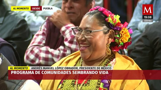 AMLO y Claudia Sheinbaum presiden el evento del programa 'Sembrando Vida' en Puebla