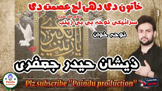 خاتون دی دھی لج عِصمت دی جہڑی شام دی قید نِبھا گئی ہے، سرائیکی نوحہ ، نوحہ خوان ذیشان حیدر جعفری Khatoon di dhee lujj ismat di, jehri sham di qaid nibhaa gae ha, saraiky noha, Zeeshan Haider Jaffary