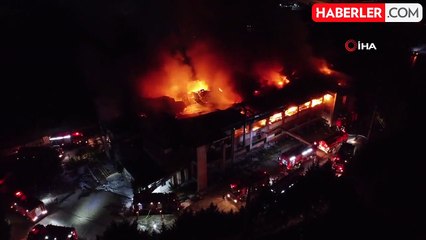 Sakarya'daki fabrika yangını böyle görüntülendi