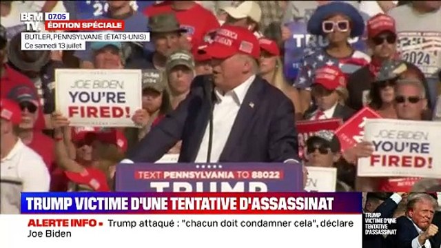 Tentative d'assassinat de Donald Trump en Pennsylvanie samedi, reportage de BFMTV qui montre les images du meeting et de ce moment où tout a basculé