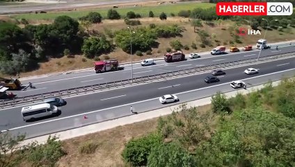 TEM Otoyolunda Tanker Devrildi, İstanbul İstikametine Trafik Tamamen Durdu