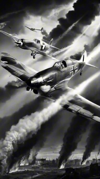 WW2, 1944: Bf 109 takes fire from a P-51 Mustang | 4k, 60fps, Colorized, Sound Design, Al Enhanced