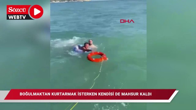 Arnavutköy'de boğulmaktan kurtarmak isterken kendisi de mahsur kaldı; o anlar kamerada