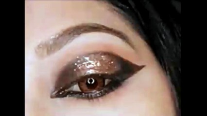 Glamorous Black & Golden Glitter Eye Makeup Tutorial