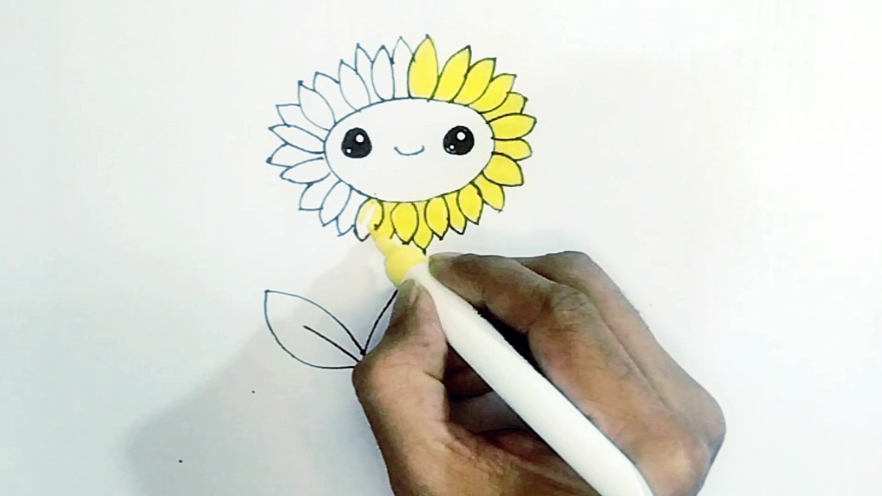 learn to draw cute sunflower