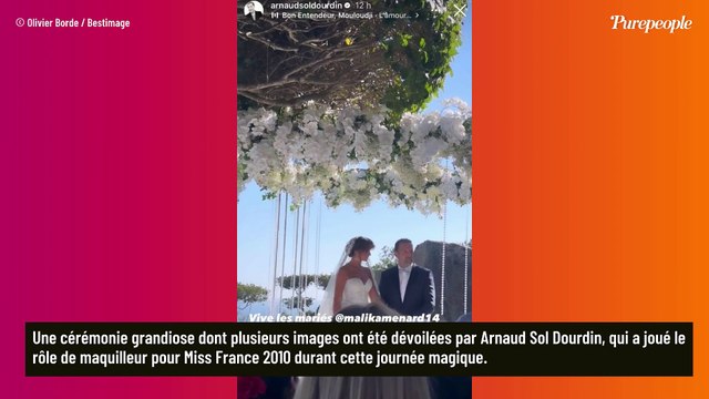 Malika Ménard mariée à Karim : Robe bustier, spectacle grandiose et Miss France réunies... Les premières images surgissent