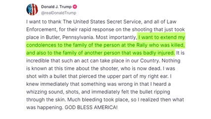 트럼프 "총알이 오른쪽 귀 관통...숨진 참석자 애도" / YTN
