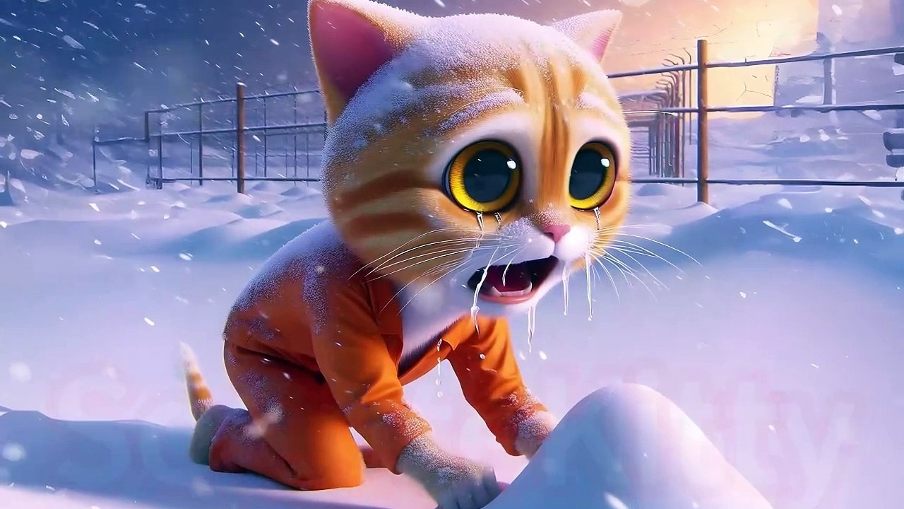 Can the father cat in prison save his children who are hungry and cold in the snow ! #socutekitty