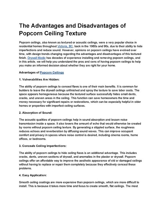 The Advantages and Disadvantages of Popcorn Ceiling Texture