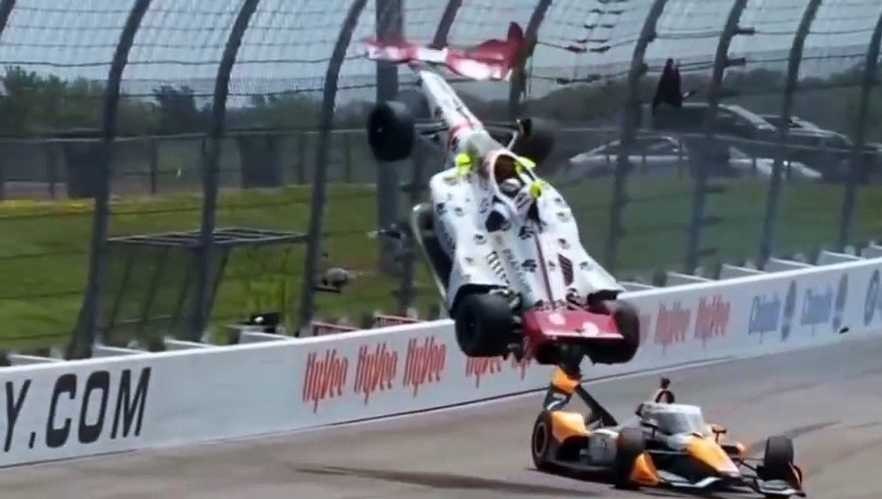 Indycar 2024 Iowa Race 2 Finish Robb Huge Crash Flip and others