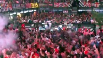 England fans celebrate goal bringing score to 1-1