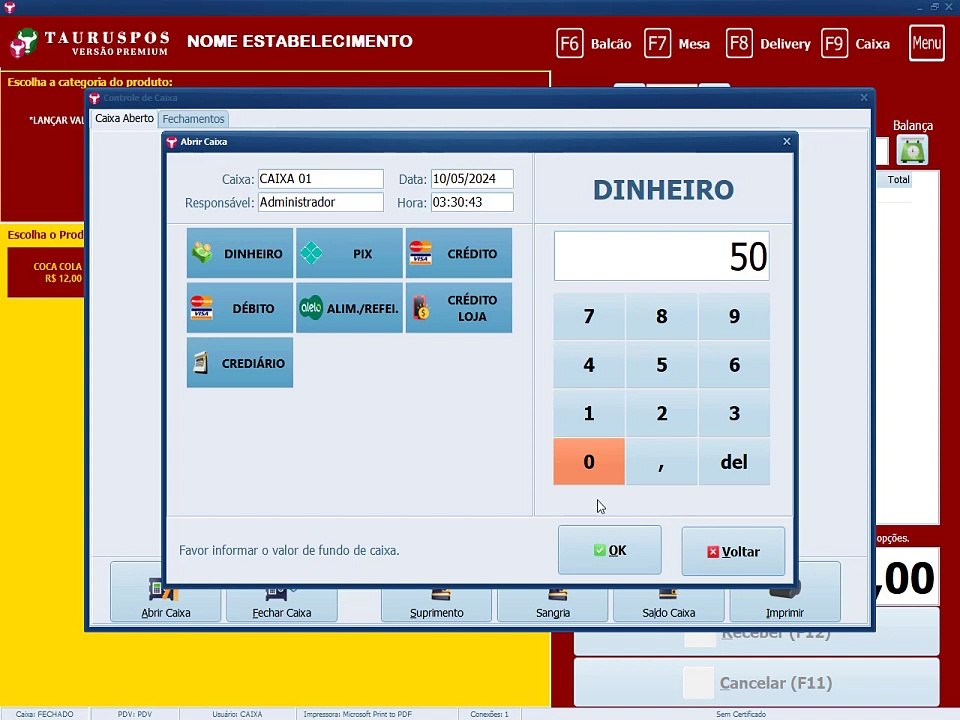 2 - Abrir e fechar caixa