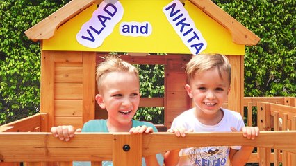 Vlad and Nikita Build a Wooden Playhouse