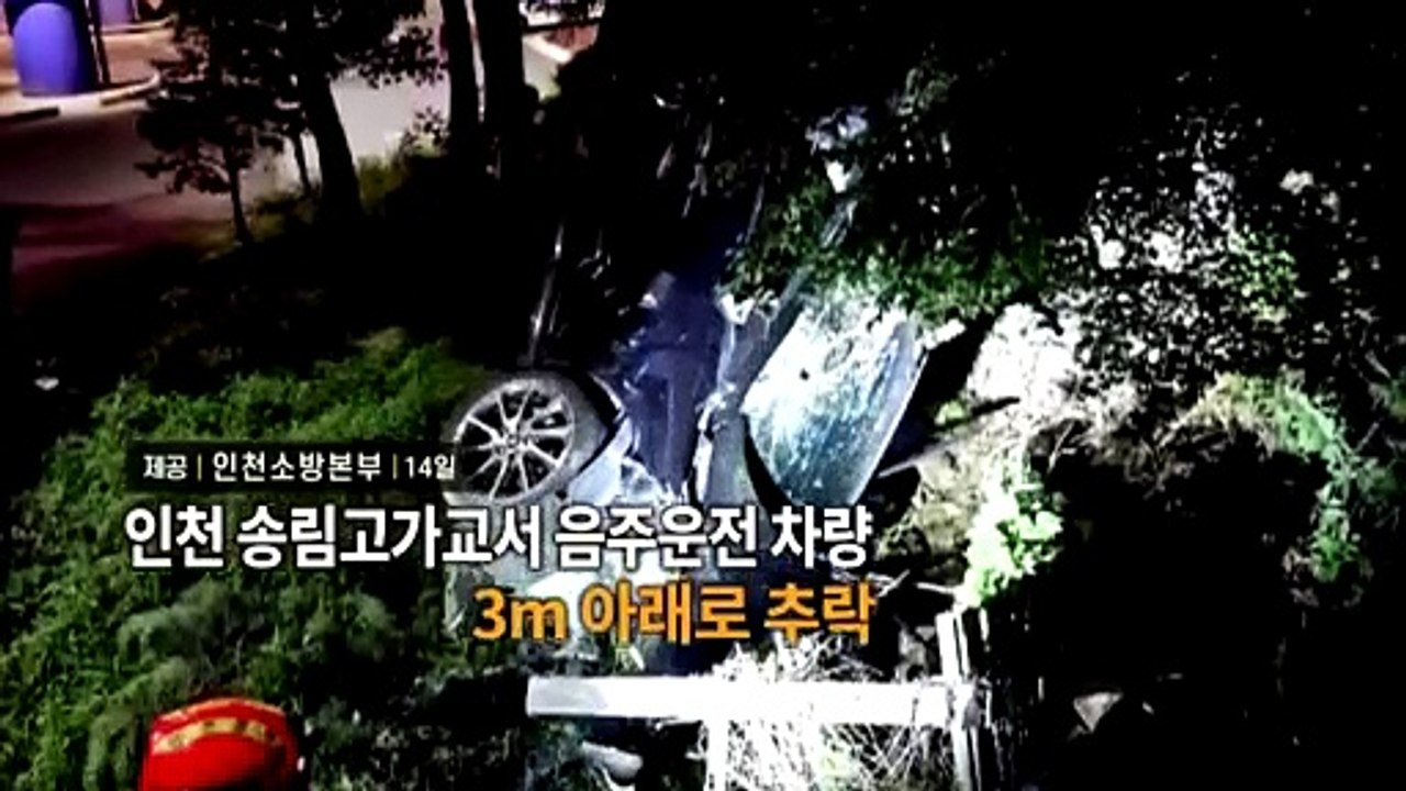 [영상구성] 인천 송림고가교서 음주운전 차량 3m 아래로 추락 外
