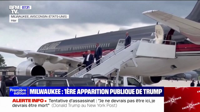 Convention républicaine: l'image de Donald Trump descendant de son avion le poing levé après sa tentative d'assassinat