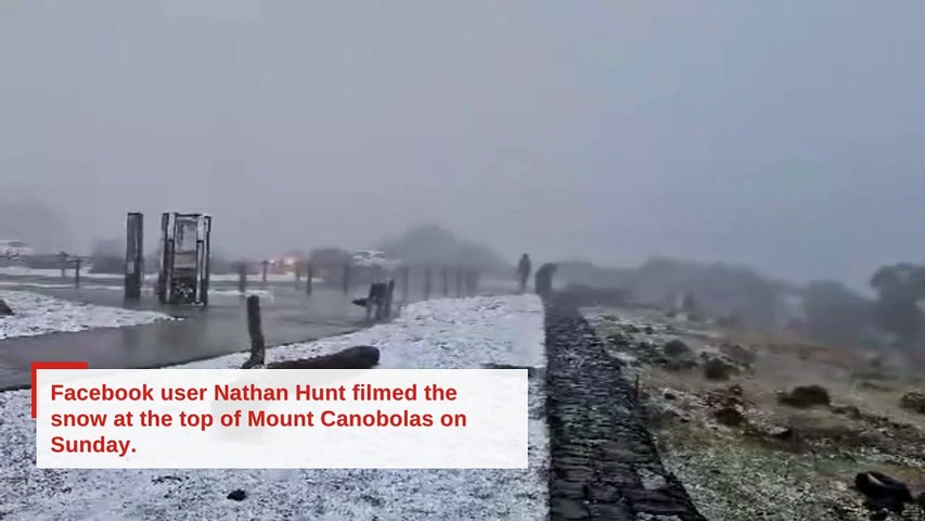 See the snow on the top of Mount Canobolas on Sunday. Video by Nathan Hunt
