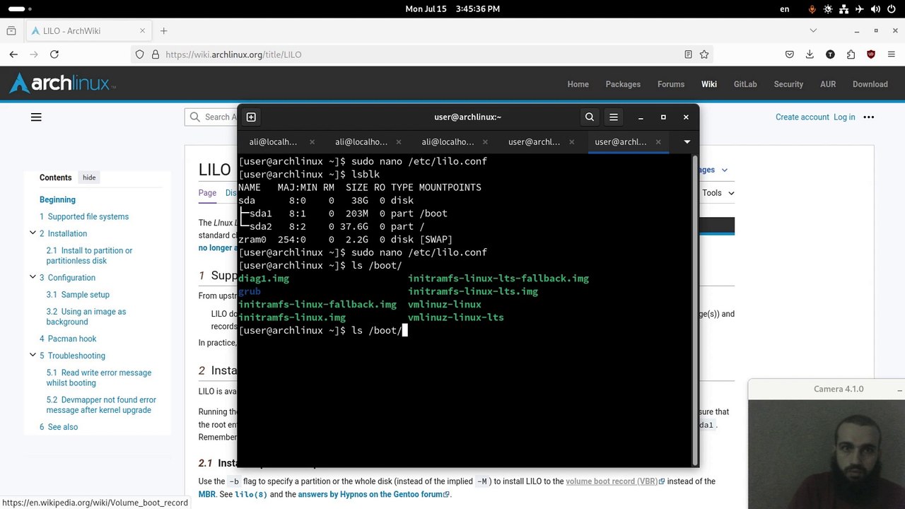 lilo bootloader setup on Arch Linux (replacing grub)