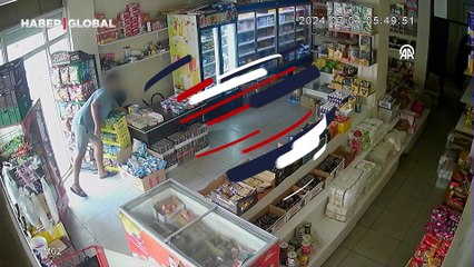 Marketten hırsızlık güvenlik kamerasında