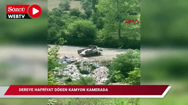 Dereye hafriyat döken kamyonet kamerada
