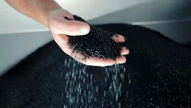 Man Collection Plastic Granules with Close Hand