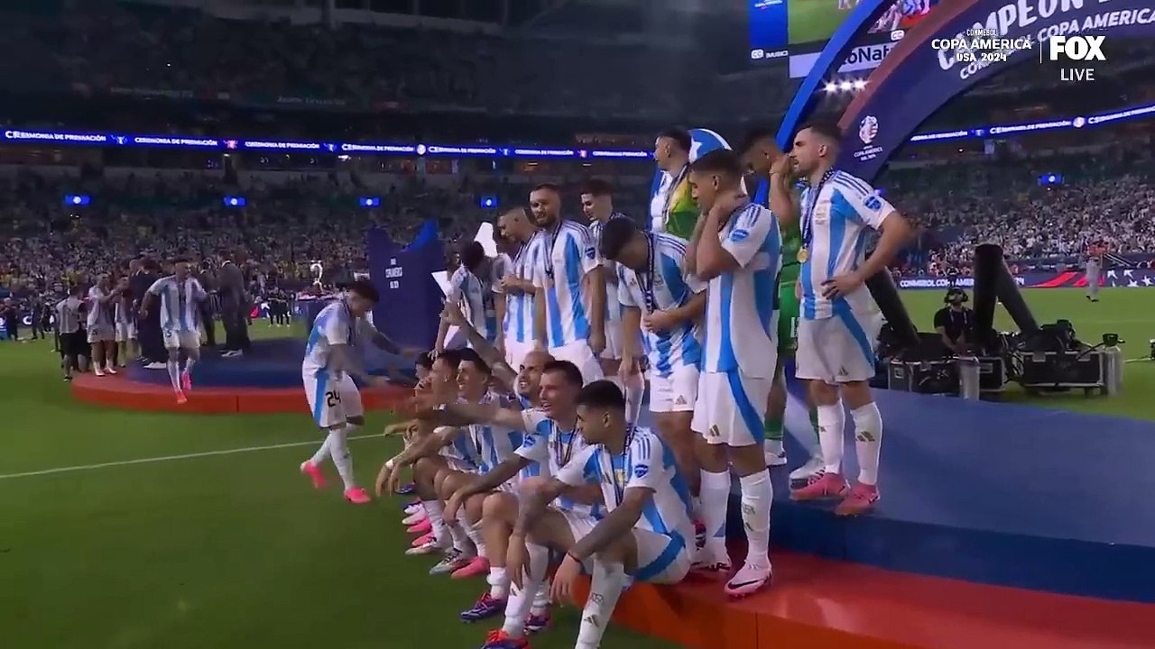 2024 Copa América Final- Argentina's trophy ceremony following 1-0 victory over Colombia