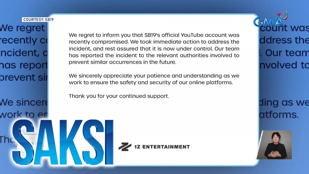 SB19 at Ben&Ben, nag-anunsyong na-hack ang kanilang Youtube accounts | Saksi