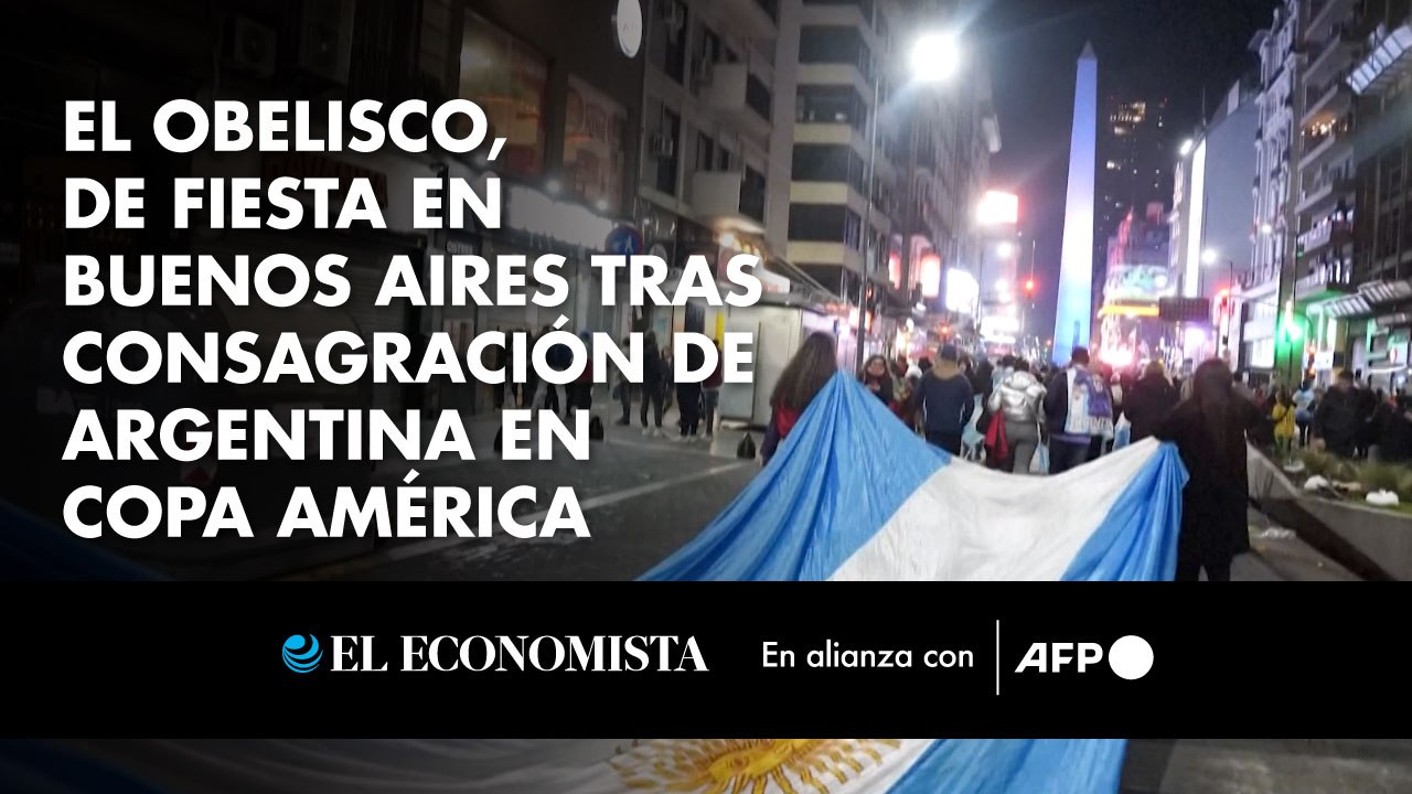 El Obelisco, de fiesta en Buenos Aires tras consagración de Argentina en Copa América