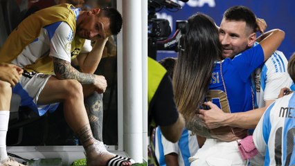 Los abrazos de Messi con su familia tras salir campeón