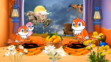 Chidiya aur kauve ke cartoon Chidiya aur Kauwa Aam kha rahe hain