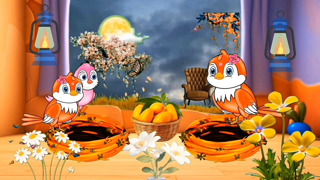 Chidiya aur kauve ke cartoon Chidiya aur Kauwa Aam kha rahe hain