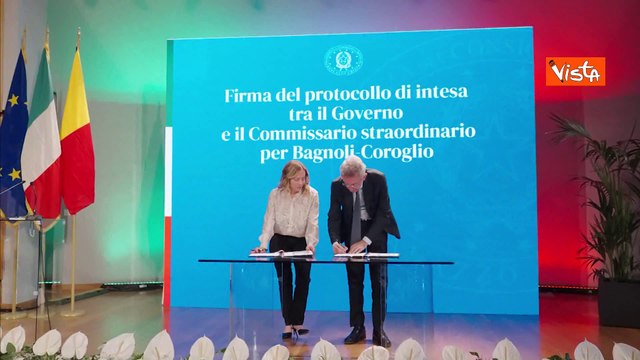 Meloni a Bagnoli, ecco la firma del protocollo d'intesa per la riqualificazione della zona