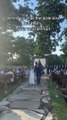 Veil Falls Off as Joyous Bride Accidentally Steps on it After Kissing Groom