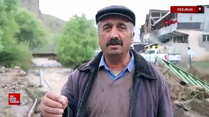 Erzurum Oltu’da sel suları köprü yıktı