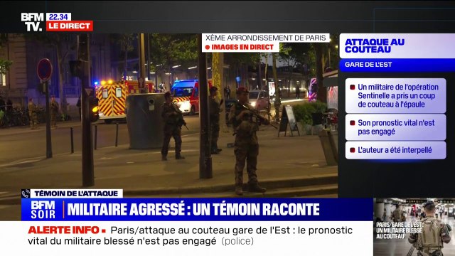 Ça s'est fait extrêmement rapidement : Un témoin de l'attaque au couteau contre un militaire de l'opération Sentinelle à la gare de l'Est s'exprime sur BFMTV