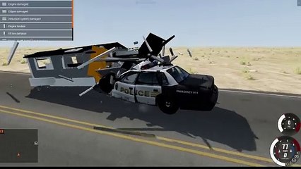 BeamNG Drive - Police Car Crashes Into Mobile Home