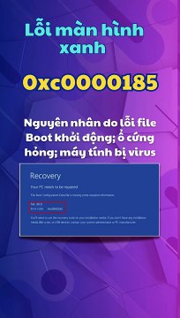 Khắc phục lỗi màn hình xanh 0xc0000185 #bsod #0xc000185 #khắcphục #lỗi #mànhìnhxanh #bcd #howtofix