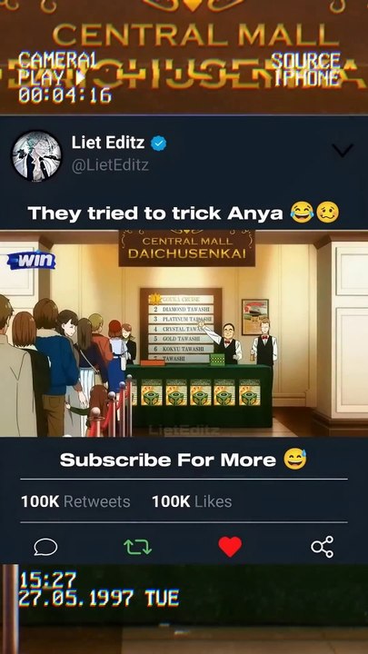 「They tried to trick Anya」- Anya won lottery Spy x family funny  edit #anime #shorts