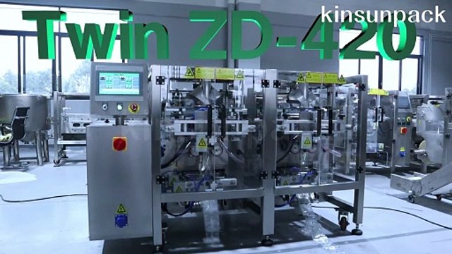 Twin double two type VFFS vertical form fill sealing machine high speed pack powder and sauce seperately