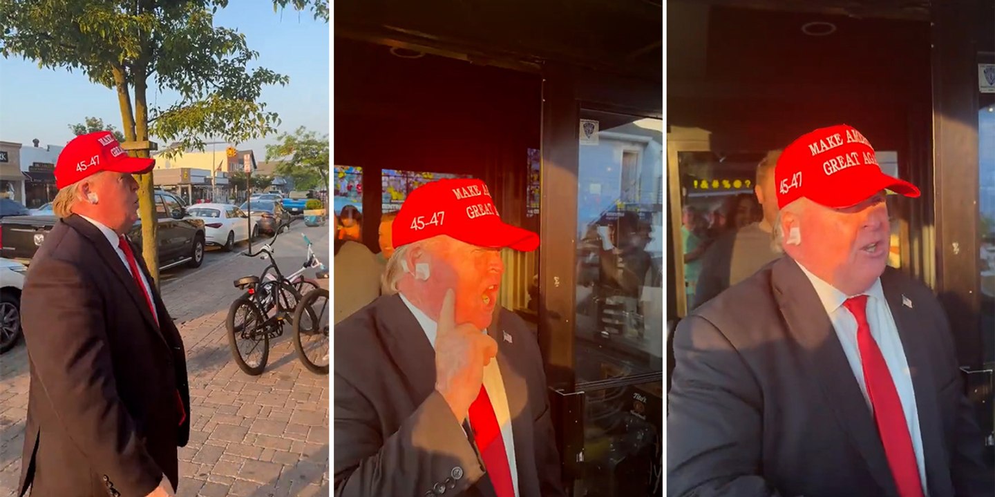 Donald Trump'a benzeyen adam suikast girişiminin ardından kulağında bandajla gezmeye başladı
