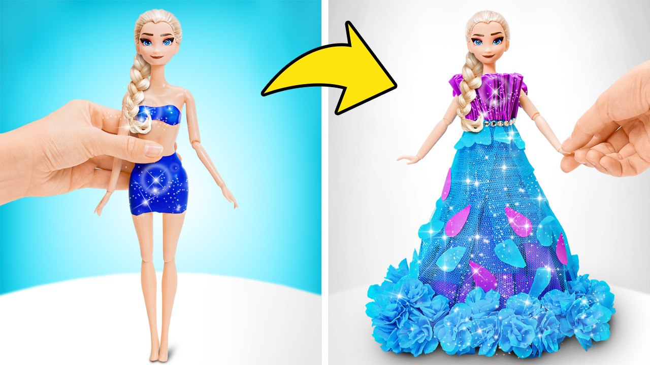 Comment fabriquer une magnifique robe d'Elsa en argile et papier ❄️ Loisirs créatifs faciles