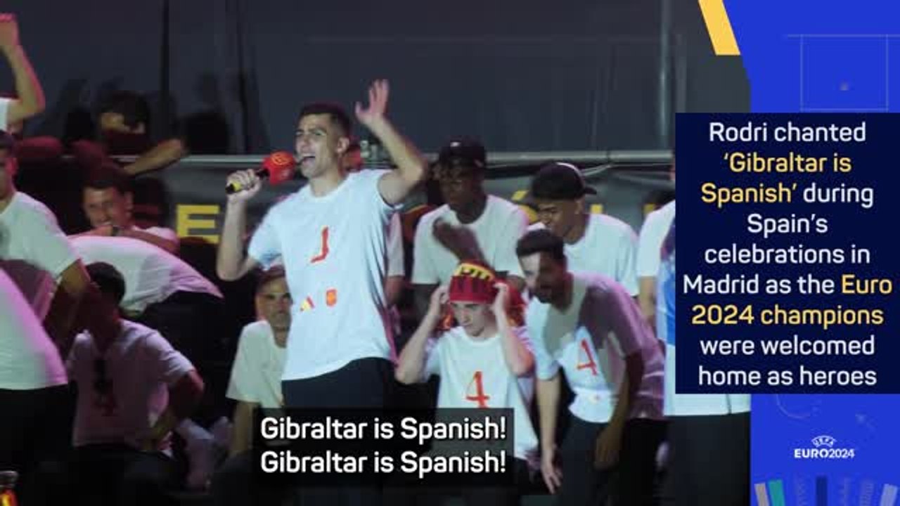 Rodri sings 'Gibraltar is Spanish' during Euro 2024 celebrations