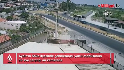 Aydın'da yolcu otobüsü eve çarptı, 1 kişi öldü