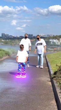 A little boy dances the shuffle