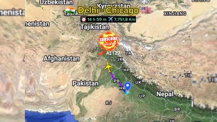 Delhi  to Chicago  Flight Route  Air İndia  travel journey flight aviation airplane