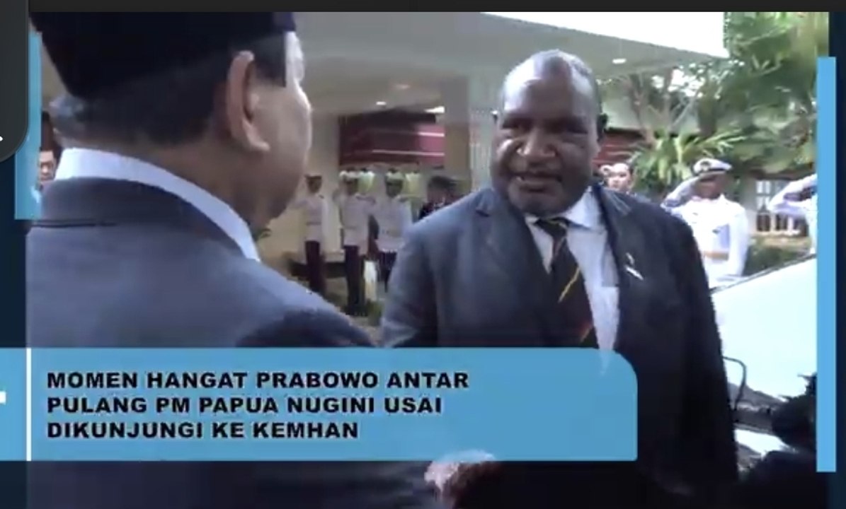 Momen Hangat Prabowo Antar Pulang PM Papua Nugini Usai Dikunjungi ke Kemhan