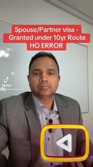 Spouse/Partner visa -  Granted under 10yr Route HO ERROR