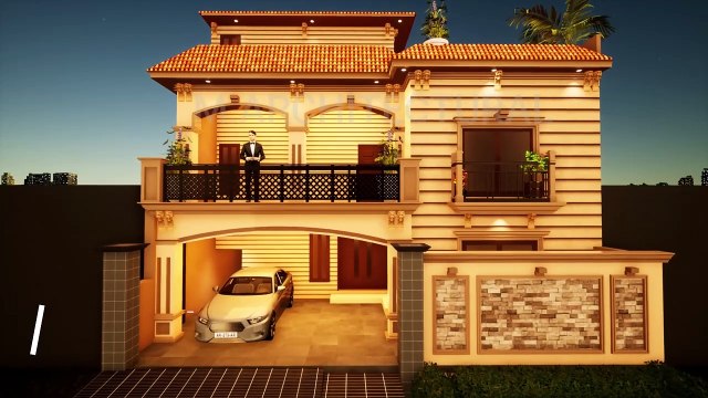 Spanish House Front Elevation Animated Video